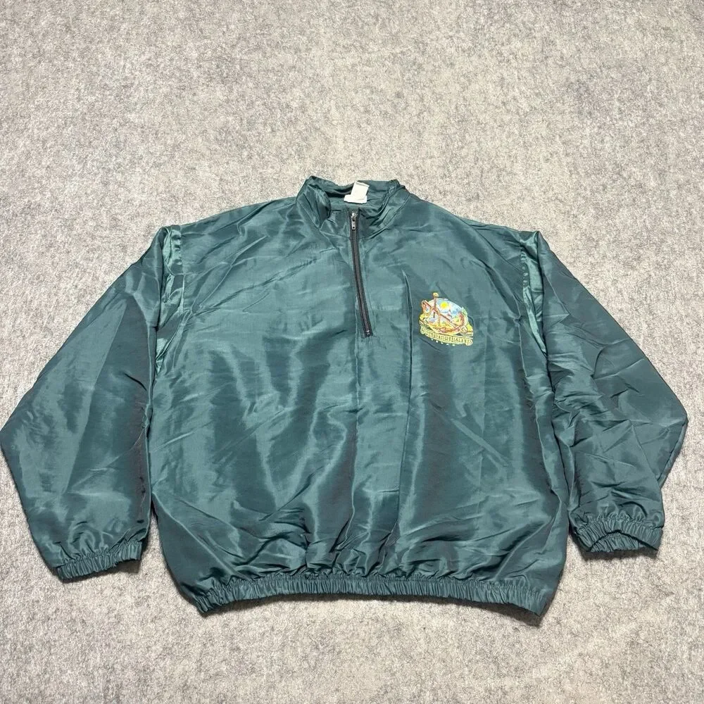 Vtg 90s South Padre Island Texas Windbreaker Jacket Mamacoca Iridescent Green OS